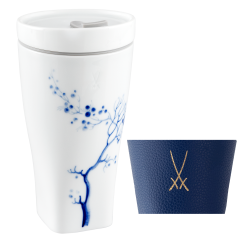 Coffee to go mug with porcelain lid and cuff, Shape "nova", "Blue Orchid", V 0,35 l