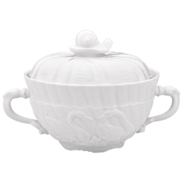 Soup cup & saucer, Shape "Swan Service", white, V 0,2 l