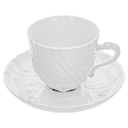 Cappuccino cup & saucer, Shape "Swan Service", white, H 9 cm
