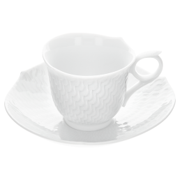 Espresso cup & saucer, Shape "Waves Relief", white, V 0,05 l