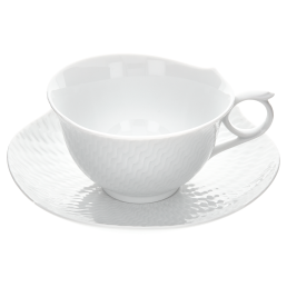 Tea cup & saucer, Shape "Waves Relief", white, V 0,15 l