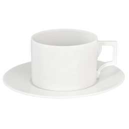 Cappuccino cup & saucer, relief trademark, Shape "Berlin", white, V 0,25 l