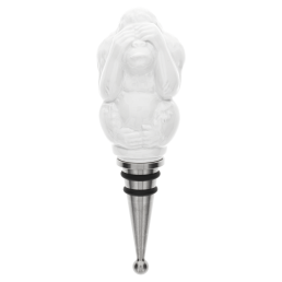 Bottle Stopper, "MEISSEN Bottle Tops", See No Evil, white, H 13,5 cm