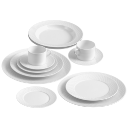 Starter set, 12-pcs for 2 persons, Shape "No 41 Waves Relief", white