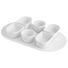 Dip bowls set, 7-pcs, Shape "Vitruv", white
