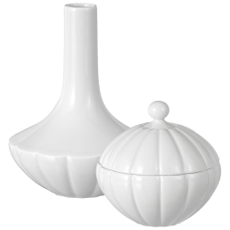 Home deco set, 2-pcs, "Landscape", Vase, Box, white