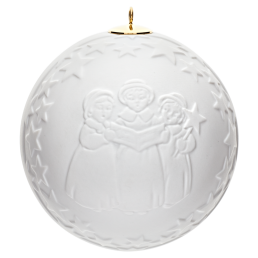 Ball with relief, singer, white, without glaze, Ø 7 cm