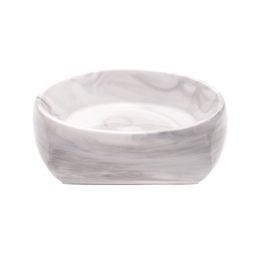 Candlestick, "Antarctica", pillar candle, flat, marbled light grey, 11,5 x 11,5 cm