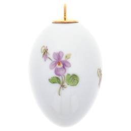Easter egg, Strewn violets, white rim, H 4,5 cm