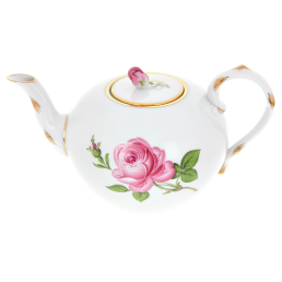 Teapot, small, Shape "New Cutout", Pink rose, gold rim, V 1 l