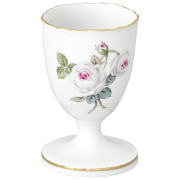Egg Cup, Shape "New Cutout", White rose with purple centre, gold rim, H 7 cm
