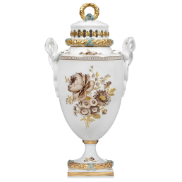 Vase with lid "Flower Bouquet", sepia, H 31 cm