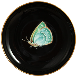 Dish with hanger, Green Butterfly on black background, Ø 13 cm
