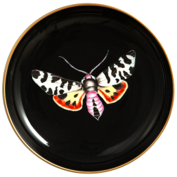 Dish with hanger, Tiger moths on black background, Ø 13 cm