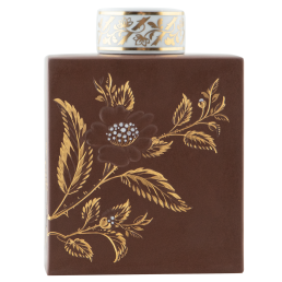 Böttger Stoneware tea caddy with moulded flowering sprig, lim. 75, H 13,5 cm