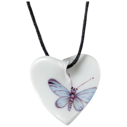 Pendant "Curved heart", Blue butterfly, 2,5 x 2,5 cm