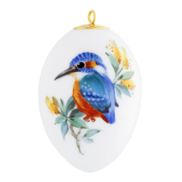 Easter egg, Bird Painting, 1 bird, centre, white rim, H 5 cm