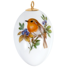 Easter egg, Vintage Birdpainting, Robin, gold rim, H 4,5 cm