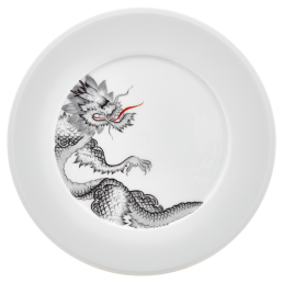 Starter- and Dessert Plate, Ming Dragon, black, Shape "Vitruv", Ø 22 cm