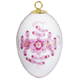 Easter egg, Indian painting, flower ornament, purple, white rim, H 4,5 cm