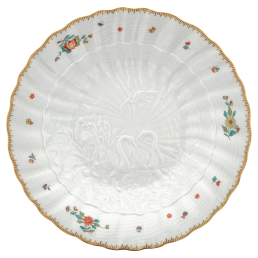 Soup Plate, Shape "Swan Service", Oriental strewn flowers, gold rim (Swan service), ø 25 cm