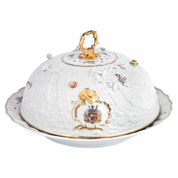 Serving bell with "oriental strewn flowers", Shape "Swan Service", H 20 cm