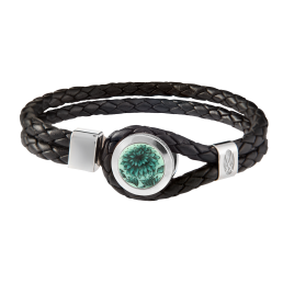 Leather Bracelet "The Original" green, 925 sterling silver