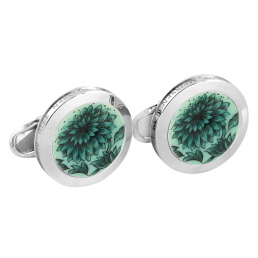 Cufflinks "The Original" green, 925 sterling silver