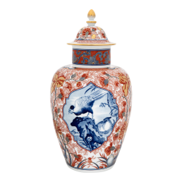 Covered vase with pheasants, H 33 cm