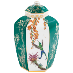 Vase with "Hummingbird and Orchids", H 28 cm