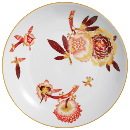 Dish, large, Flowerpainting after Börner, peony, gold rim, num., lim., L 34 cm