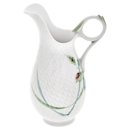 Cream Jug, large, Shape "Waves Relief", Woodland flora with insects, white rim, V 0,3 l