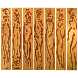 Wall painting "7 Graces", Unique piece Ahmad Moualla, 45 x 53 cm