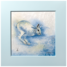 Wall picture Arctic Hare, New Crystal Glaze World of Meissen, 53 x 53 cm