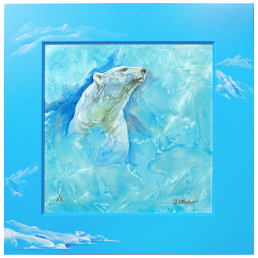 Wall picture Polar Bear, New Crystal Glaze World of Meissen, 53 x 53 cm