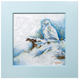 Wall picture Snowy owl, New Crystal Glaze World of Meissen, H 53 cm