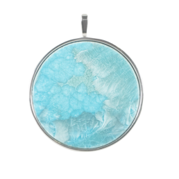 Pendant Crystal Glaze Turquoise with frame in 925 sterling silver, Ø  cm