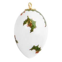 Easter egg, Holly, coloured and gold, white rim, H 4,5 cm