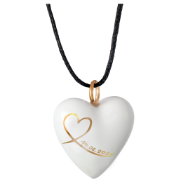 Pendant "Heart size L", Stylized heart with date in Gold, 2,4 x 2 cm, 2,4 x 2 cm