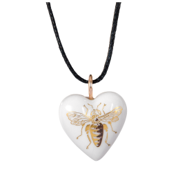 Pendant Heart medium, rose gold, Bee, 2,2 x 1,8 cm