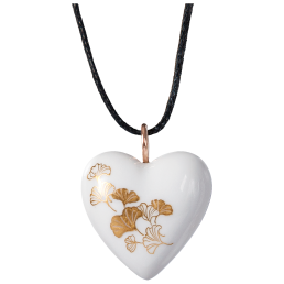 Pendant Heart big loop rose gold, Ginkgo, gold, 2,4 x 2 cm