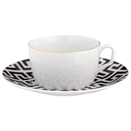 Cappuccino cup & saucer, Shape "MEISSEN® Cosmopolitan", Royal Palace, black with golden contour, white rim, V 0,3 l