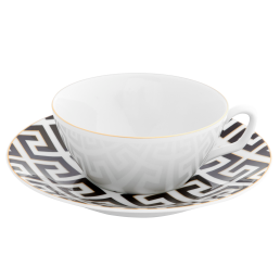 Tea cup & saucer, Shape "MEISSEN® Cosmopolitan", Royal Palace, black with golden contour, white rim, V 0,2 l