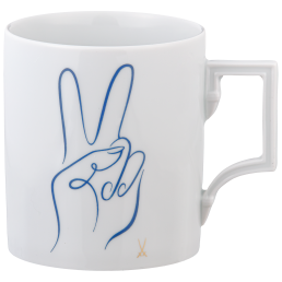 Mug, Shape "Berlin", "Peace Collection", Peace Hand, blue, V 0,25 l