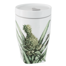 Coffee to go mug with porcelain lid, small, Shape "nova", Pineapple, V 0,35 l