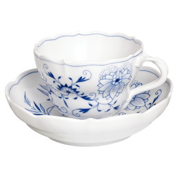 Coffee cup & saucer, Shape "New Cutout", Blue Onion, white rim, V 0,2 l