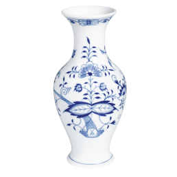 Vase, Shape "New Cutout", Blue Onion, white rim, H 24 cm