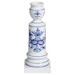 Candlestick, Shape "New Cutout", Blue Onion, white rim, H 14 cm