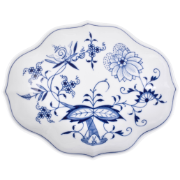 Bowl, Shape "New Cutout", Blue Onion, white rim, L 18 cm