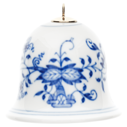Bell, Blue Onion, white rim, H 5 cm